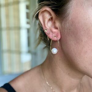 18k gold and fresh water pearl drop earring